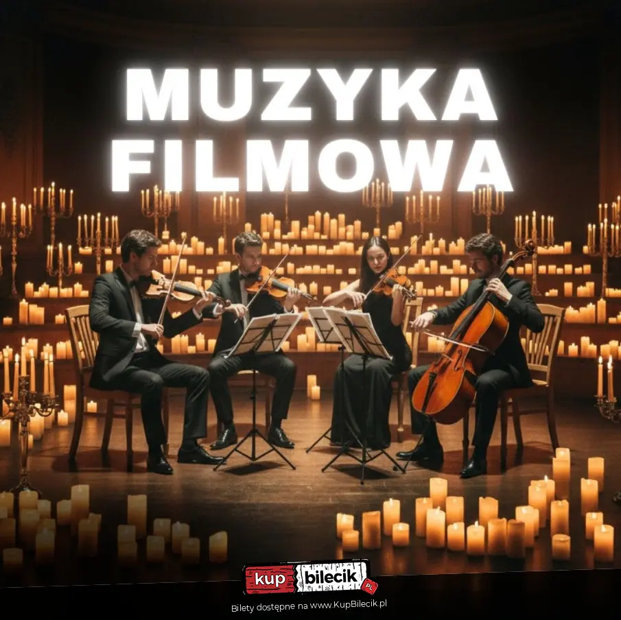 Plakat wydarzenia: Muzyka filmowa: kwartet smyczkowy w blasku tysiąca świec